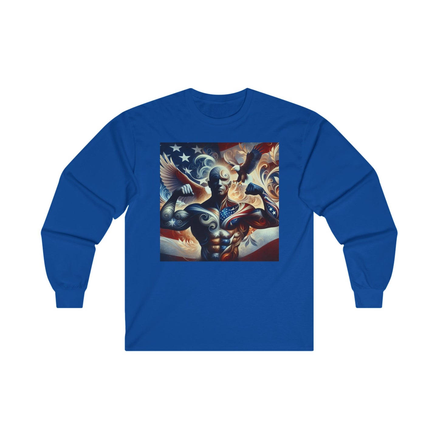 Patriotic Unisex Long Sleeve Tee - Artistic American Spirit And Strength Design